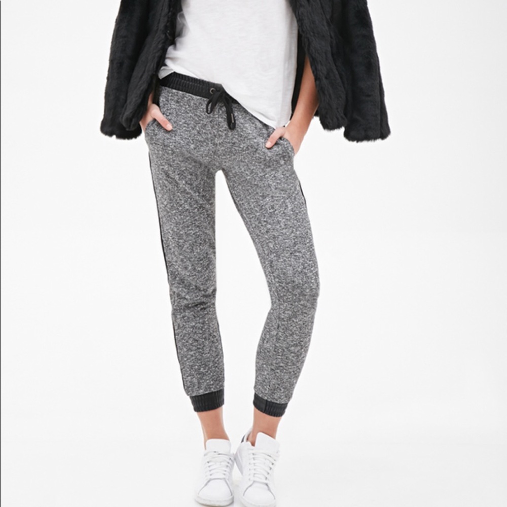NWT grey with leather trip detail joggers